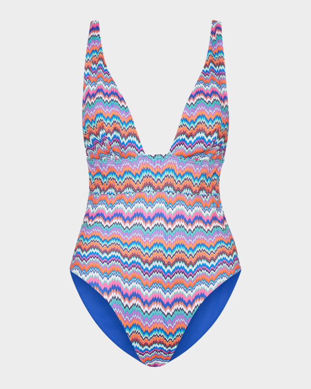Ana Barcelona Metallic Chevron One-Piece Swimsuit